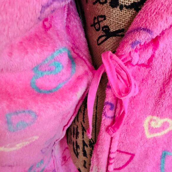 Sonoma Soft Cozy Slumber Party Pink Hearts Wrap Bath Robe Sz 14 - Picture 7 of 11